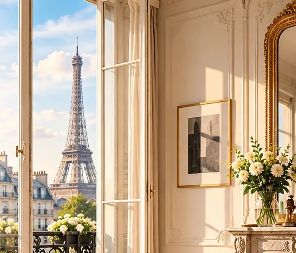Appartement parisien avec vue sur la tour Eiffel