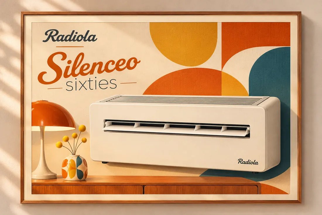 Affiche Radiola Silenceo sixties, coloris crème